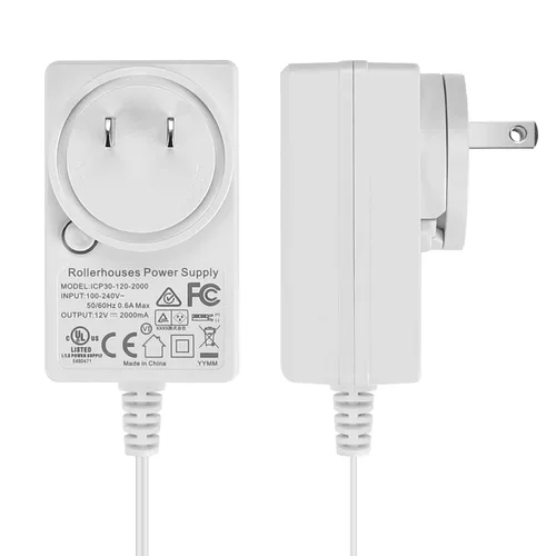Vista 2 de Rollerhouse Adaptador de pared de transformador enchufable de 2 amperios de 12 V CC/adaptador de fuente de alimentación/cable de 5 pies
