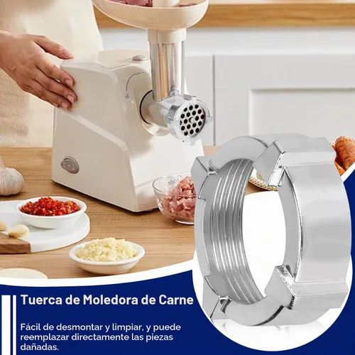 Vista 6 de Tuerca de repuesto para picadora de carne, amoladora de acero inoxidable, picadora de carne, picadora de nueces, accesorios de cocina