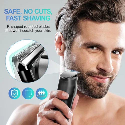 Vista 9 de Recortadora de barba para hombres – Kit profesional 14 en 1 de aseo para hombre, cortapelos con motor de doble velocidad para barba, cabeza, cuerpo