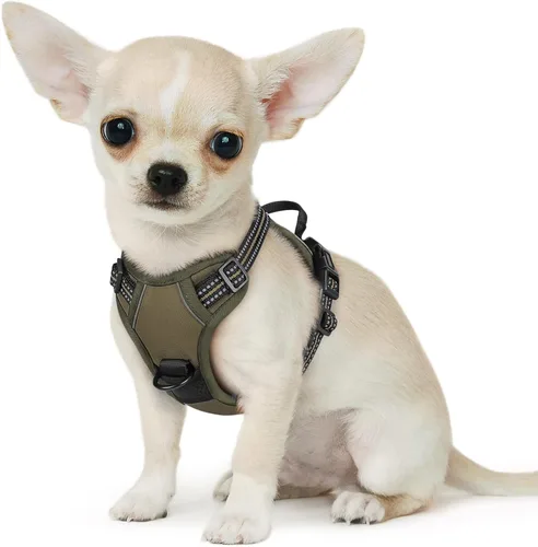 Vista 60 de Eagloo Arnés para perro pequeño, sin tirones, chaleco de servicio con tiras reflectantes y asa de control, ajustable y cómodo para caminar, arnés