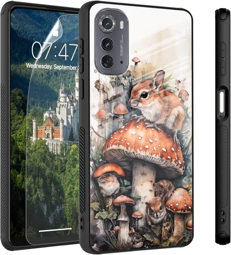 Vista 19 de Funda para Motorola Moto Edge 2022, cubierta trasera de vidrio templado con protector de pantalla, protección a prueba de golpes para Motorola Moto