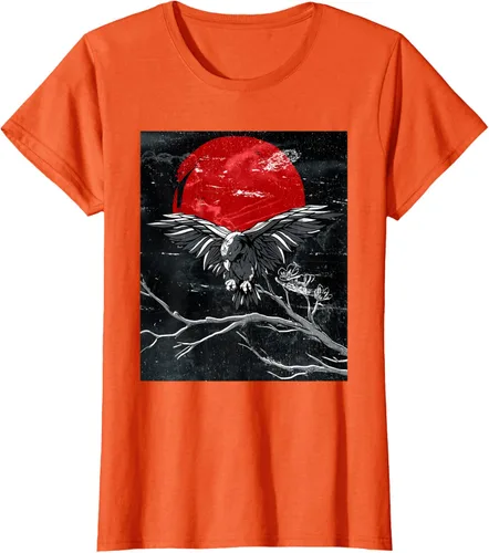 Vista 41 de Red Moon Raven - Camiseta japonesa de cuervo negro, Negro, S