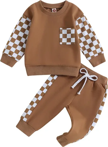 Vista 140 de Ropa de bebé niño 3 6 9 12 18 24M 3T Conjunto de pantalones con capucha patchwork sudadera con capucha pantalones de rayas traje de otoño invierno
