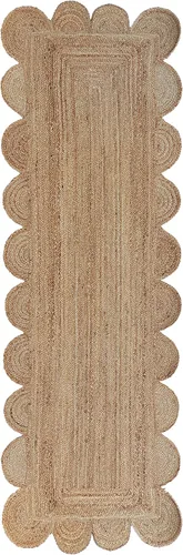 Vista 20 de Alfombra de Área de Yute Festoneada Alfombra de Yute Boho Alfombra Costera Festoneada, Gris Pardo Oscuro 2'x3' Gris topo oscuro