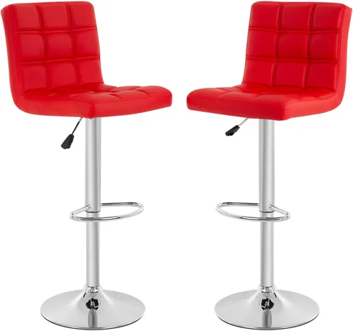 Vista 8 de Juego de 2 taburetes de bar de piel sintética con altura de mostrador, taburetes de bar ajustables en altura, silla de bar, taburete de cocina, Negro