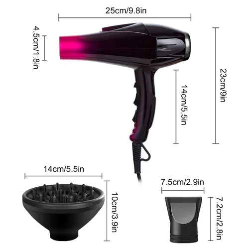 Vista 3 de Secador de pelo profesional con luz azul infrarrojo lejano negativo iónico 3500W secador de pelo de calor de secado rápido, potente secador de pelo