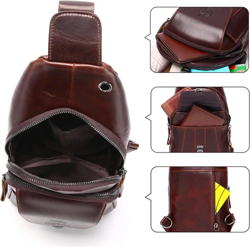 Vista 169 de LUKZIJAES Bolso bandolera de cuero genuino para hombre