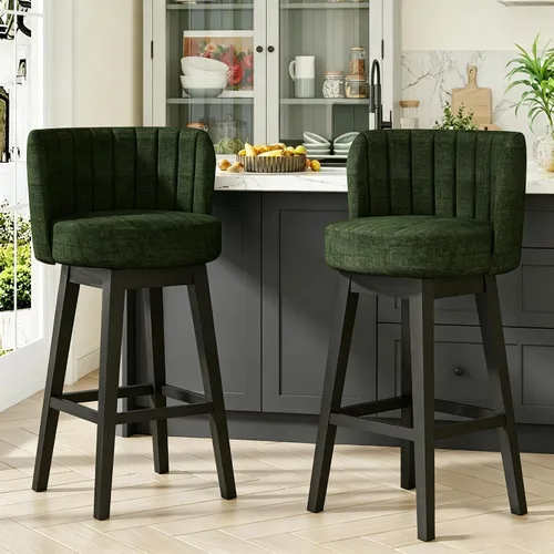 Vista 11 de COCO DESIGN - Juego de 2 taburetes de bar giratorios, 24" de altura del asiento, taburetes de bar de estilo moderno de mediados de siglo