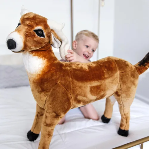 Vista 8 de Ciervo gigante de Melissa & Doug, animal realista relleno, más de 3 pies de largo