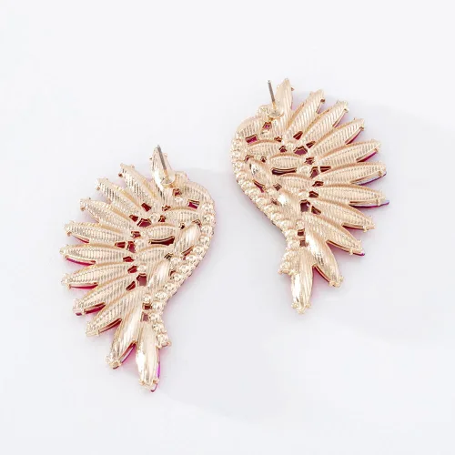Vista 3 de Verano Aleación de zinc de cristal Rhinestone alas de ángel mujeres pendientes