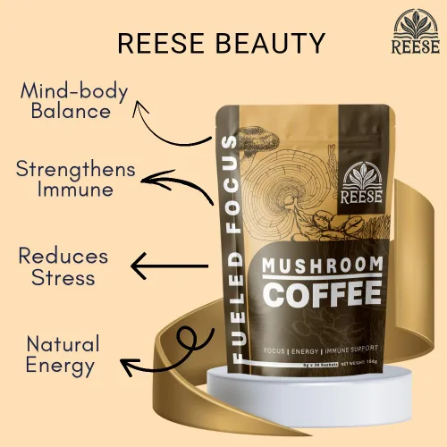Vista 4 de Café orgánico de hongos – Enfoque alimentado con Reishi, melena de león, cordyceps y cola de pavo – Alivio del estrés, salud cerebral, energía