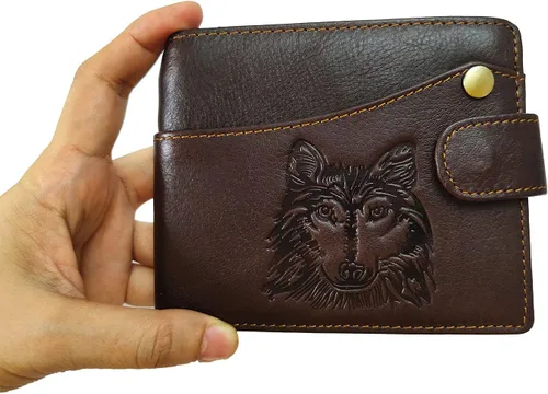 Vista 103 de Hombres Cool Eagle Wolf Caballo Totem Cuero Vaca Vertical Cartera Cremallera Multi-tarjeta Titular, Tótem de caballo, Minimalista