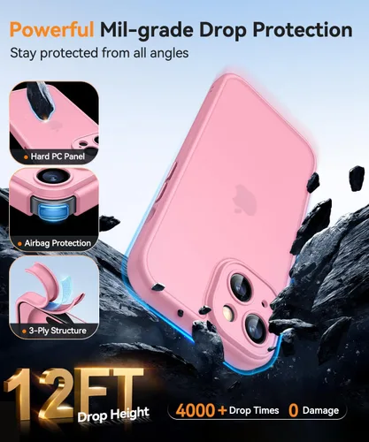 Vista 5 de CANSHN Funda mejorada para iPhone 15 [protección completa de la cámara] [mate translúcido] Funda protectora a prueba de golpes para iPhone 15 de 6.1
