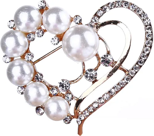 Vista 6 de Journey Studio - Broche de corazón con diamantes de imitación de perlas de diamantes de imitación broche de bufanda de corazón para mujer accesorios