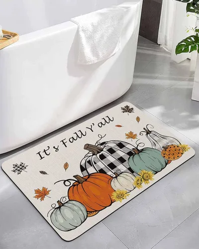 Vista 11 de Tapete de baño de Navidad para bañera, antideslizante, de secado rápido y absorbente, tierra de diatomeas, cocina, ducha, fregadero, lavable, tapete