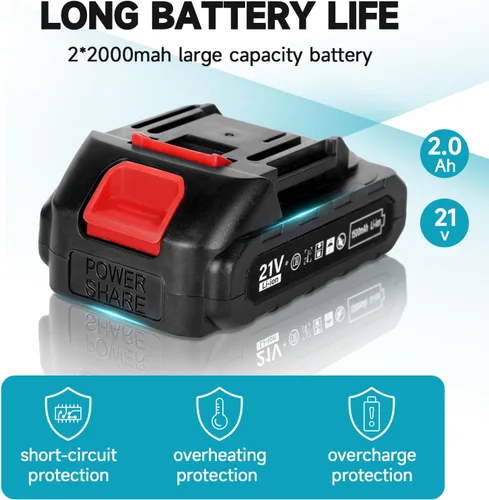 Vista 4 de Mini motosierra de mano inalámbrica de 6 pulgadas con engrasador automático, motosierra eléctrica portátil para cortar árboles/madera, bloqueo