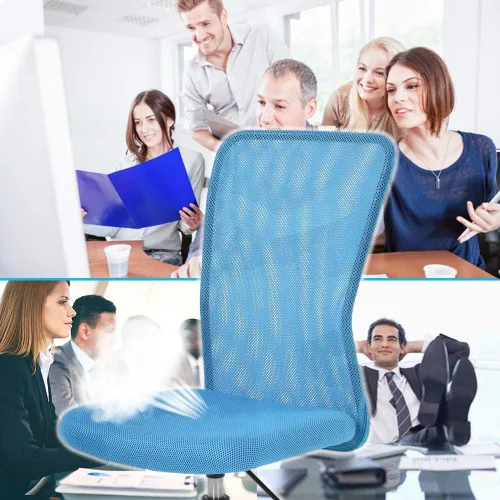 Vista 7 de Silla de oficina de malla simple, silla de oficina ergonómica sin brazos, silla de oficina en casa, silla de computadora ajustable, silla giratoria