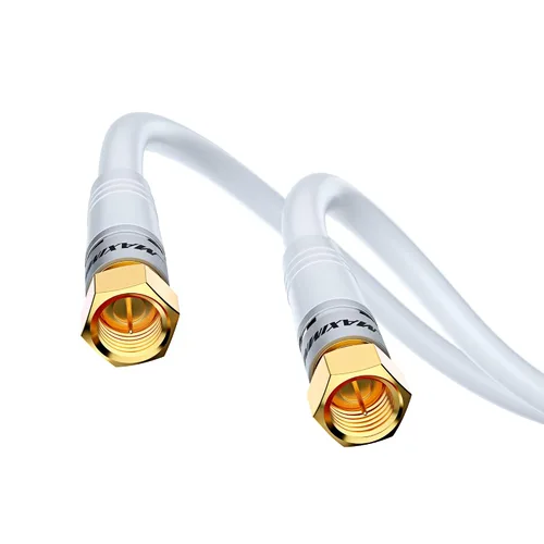 Vista 7 de Cable coaxial RG6, triple blindado, sin oxígeno, cable de cobre para TV, Internet y más, cable coaxial flexible de 1.5 pies, color blanco