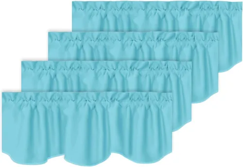 Vista 34 de Turquoize - Cenefa opaca para ventanas de cocina/baño/sala de estar/dormitorio con aislamiento térmico, cenefa festoneada con bolsillo para Aqua