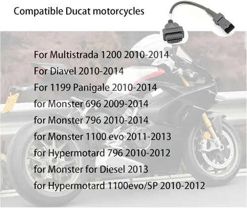 Vista 2 de OBD 4Pin Connect para Ducati Motorcycles DLC Socket,4 pin a 16pin OBD2 Cable adaptador apto para Ducati Monster, Multistrada, modelos Panigale