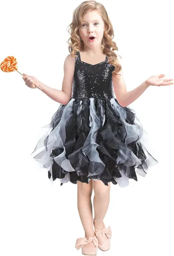 Vista 4 de Suppromo Vestido tutú para niñas pequeñas, fiesta de cumpleaños, vestido de tul con lentejuelas brillantes para niñas pequeñas, concurso