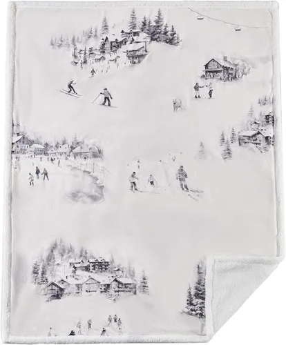 Vista 74 de Indigo Hill by HiEnd Accents Acadia - Manta de sherpa con estampado de pinos bosques, naturaleza, bosque, montaña, manta occidental para acampar al