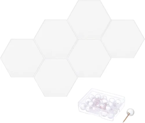 Vista 13 de PATIKIL Tablón de anuncios de fieltro, 12 x 10 pulgadas, paquete de 6 azulejos de fieltro hexagonales autoadhesivos para paneles de pared a prueba