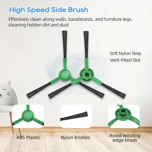 Vista 2 de Paquete de 4 cepillos laterales de repuesto compatibles con Roomba Combo y Vac Essential Series, cepillos de barrido de bordes para aspiradora robot