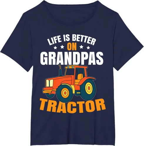 Vista 17 de Life Is Better On Grandpas Tractor Kids Farm Tractor Boy Camiseta, Negro
