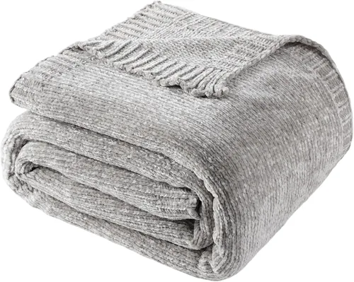 Vista 20 de Manta beige de felpilla suave para sofá, 51 x 67 pulgadas