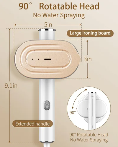 Vista 2 de Vaporizador Portátil para Ropa de Viaje, Mini Vaporizador y Plancha con Calentamiento Rápido de 10s, 1200W Horizontal y Vertical, Eliminación
