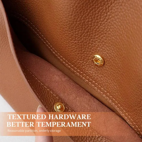 Vista 3 de Bolso de hombro para mujer, color sólido, de piel auténtica, bolso de mano de gran capacidad, bolso de viaje, bolso de fin de semana, comprador