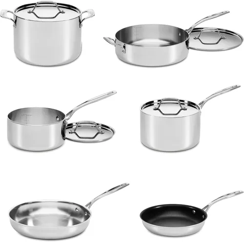 Vista 2 de Cuisinart Juego de utensilios de cocina de 10 piezas de acero inoxidable de 5 capas con revestimiento personalizado, CCC5-10