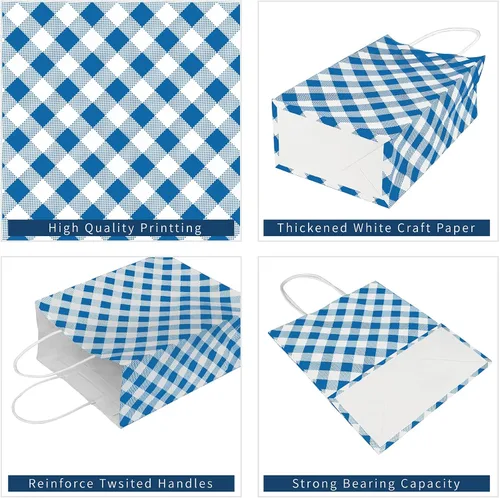 Vista 4 de ECOHOLA Bolsa de papel de 4 colores, 16 bolsas de regalo pequeñas, bolsa de regalo envuelta con asas para cumpleaños, baby showers, manualidades