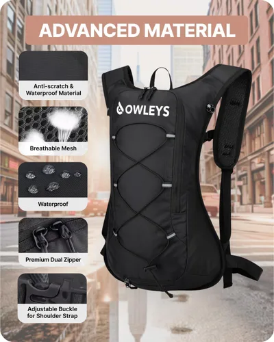 Vista 2 de Owleys Mochila de hidratación - Mochila de hidratación ligera e impermeable Bolsa de agua de 2 litros Mochila para correr y ciclismo