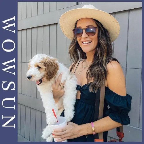 Vista 2 de WOWSUN Lentes de sol retro para mujer, lentes clásicos redondos de moda 2024