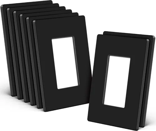 Vista 32 de CML Placa de Pared Decorativa Negra de 4 Posiciones Sin Tornillos, Paquete de 4 Placas de Interruptor de Luz y Cubierta Frontal para Receptáculo