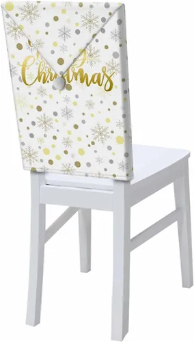 Vista 27 de Fundas para respaldo de silla de comedor, bolas de Navidad con diseño de copo de nieve en color rojo de invierno, fundas para sillas de cocina Árbol