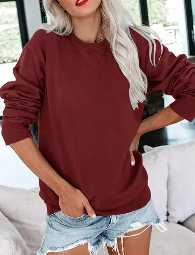 Vista 2 de Orchidays Sudaderas casuales con cuello redondo para mujer, de manga larga, lindas túnicas, holgadas