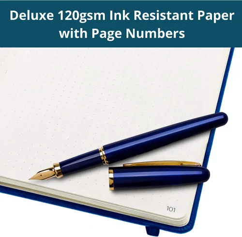Vista 3 de Diario grueso de puntos, cuaderno de tapa dura A5, papel a prueba de tinta de 120 GSM con cuadrícula de puntos de 0.197 in, números de página
