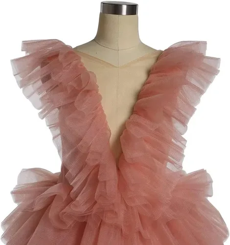 Vista 2 de Vestido de tul para niña de flores para boda, vestido de desfile para niños, vestido largo hinchado para fiesta de graduación