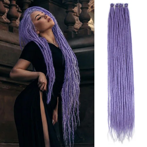 Vista 51 de Kraler Extensiones de Rastas Azules, Extensiones de Rastas Sintéticas de Ganchillo de 22", 100% Hechas a Mano, Rastas de Una Sola Punta, Delgadas