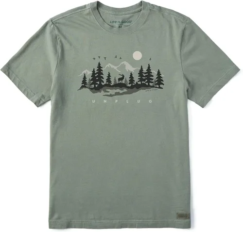 Vista 4 de Life is Good Camiseta de Manga Corta Crusher Tee para Hombre Bandera de pesca - Verde musgo