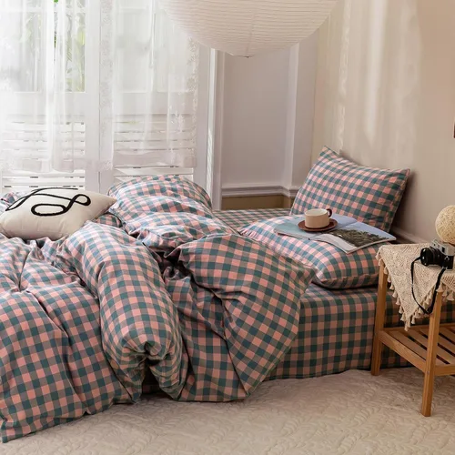 Vista 353 de mixinni Juego de funda de edredón vintage a rayas, tamaño twin, juego de ropa de cama de 3 piezas, 100% algodón lavado, suave y transpirable, funda