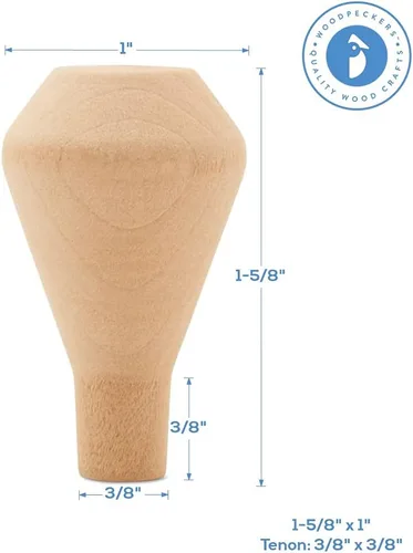 Vista 2 de Chimeneas de madera sin terminar, 1-5/8 pulgadas, parte de tren de madera sin terminar para manualidades, paquete de 25 pequeñas chimeneas de madera