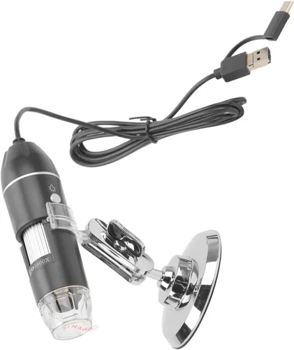 Vista 9 de Ciciglow Microscopio digital portátil de mano, 50-1600X con LED ajustable y soporte, USB para teléfono móvil Android portátil