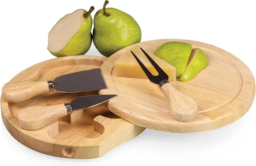 Vista 4 de Toscana - A Picnic Time Brand Brie Tabla de cortar y herramientas Juego de tablas de queso, tamaño único, madera de caucho