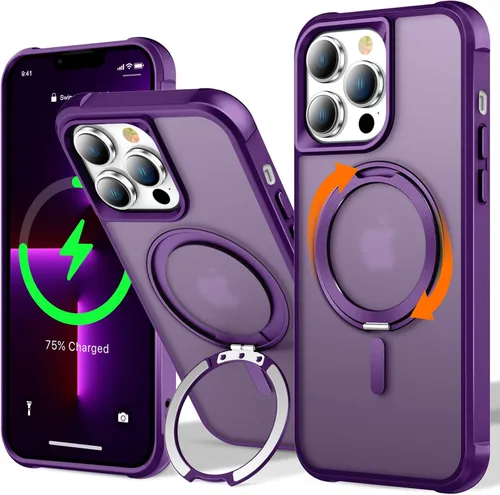 Vista 94 de UMIONE - Funda con diseño de anillo magnético giratorio de 360° para iPhone 11, soporte de bucle invisible integrado, compatible con Magsafe, funda