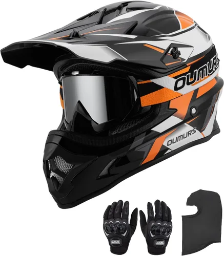 Vista 12 de OUMURS DOT Adult ATV Dirt Bike Helmet with Goggles Gloves & Mask Adjustable Sun Visor Motorcycle Adults Helmet Off-Road Motocross Downhill Moped MX