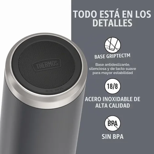 Vista 4 de THERMOS ICON SERIES - Botella de agua de acero inoxidable con tapa superior de rosca, 32 onzas, granito, botella de agua aislada con tapa Granite